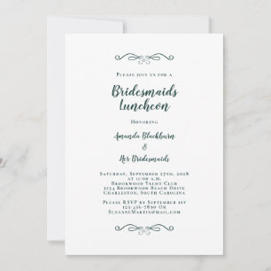 Elegant Bridal Luncheon Bridesmaids Emerald Green Einladung