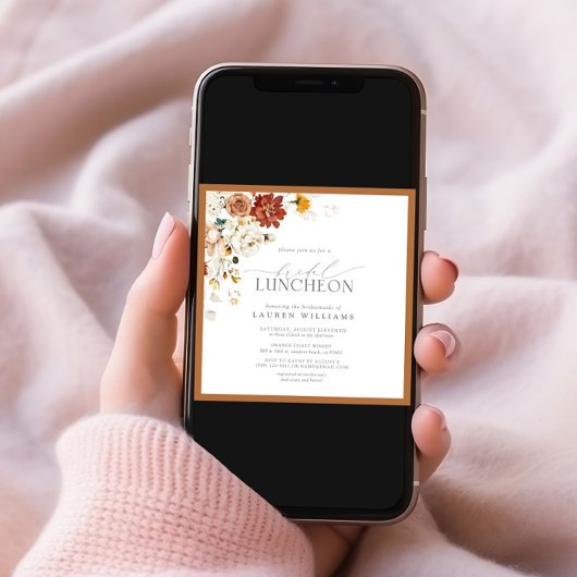 Elegant Bridal Luncheon Floral Rust Orange Einladung