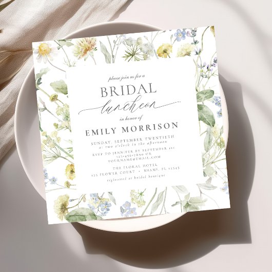 Elegant Bridal Luncheon Wildblume Sage Green Einladung