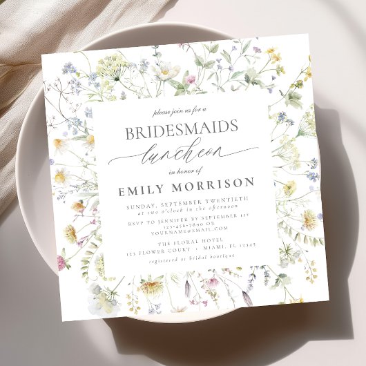 Elegant Bridal Luncheon Wildblume Sage Green Einladung