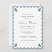 Elegant Bridal Shower Dusty Blue Vintage Simple Einladung (Vorderseite)