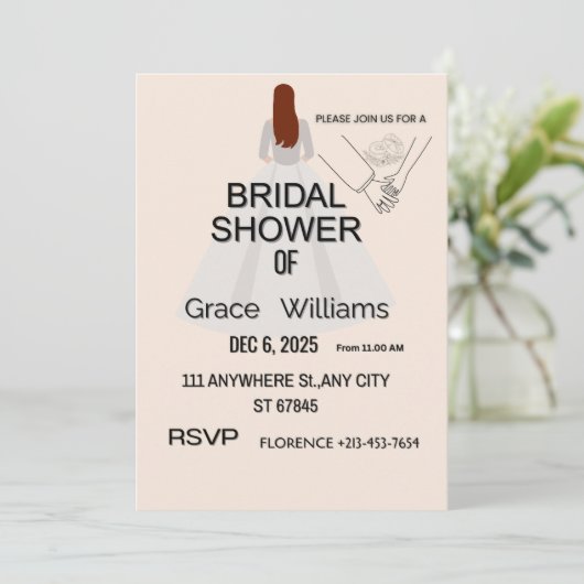Elegant Bridal Shower Invitation | Printable & Cus (Stehend Vorderseite)