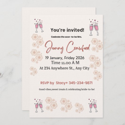 Elegant Bridal Shower Invitation | Printable & Cus Einladung (Vorne/Hinten)