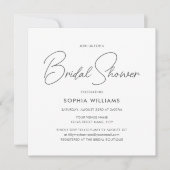 Elegant Bridal Shower Modern Script Pink Stripes Einladung (Vorderseite)