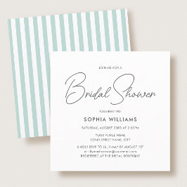 Elegant Bridal Shower Modern Script Teal Stripes Einladung