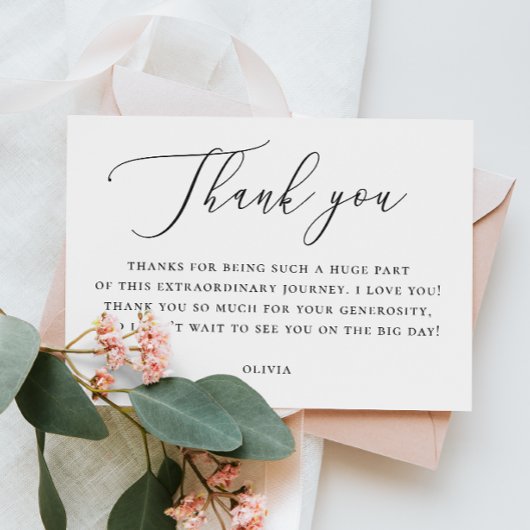Elegant Bridal Shower Note | Minimalist Script Dankeskarte