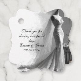 Elegant Bridal Sketch Favor Tag - Romantisch Geschenkanhänger