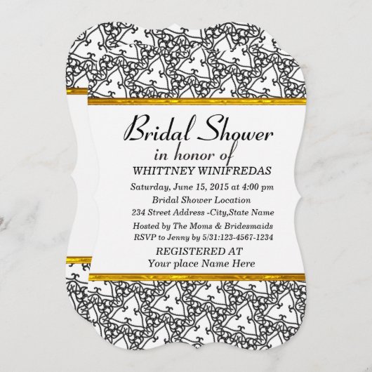 Elegant Bridal weiße Dusche Einladung (Vorne/Hinten)