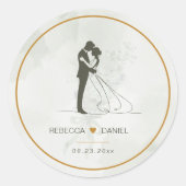 Elegant Bride and Groom Wedding Thank You Sticker (Vorderseite)