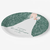 Elegant Bride auf Emerald Green Brautparty Pappteller (Schrägansicht)