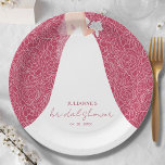 Elegant Bride Brautparty Magenta Pappteller<br><div class="desc">Eine Braut in ihrem Hochzeitskleid über einer weißen Rose auf einem magentafarbenen (oder farbigen) Hintergrund,  ist eine schöne Ergänzung zu Ihrem Brautparty Dekoration. PASSENDE Artikel in unserem Geschäft.</div>