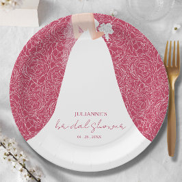 Elegant Bride Brautparty Magenta Pappteller