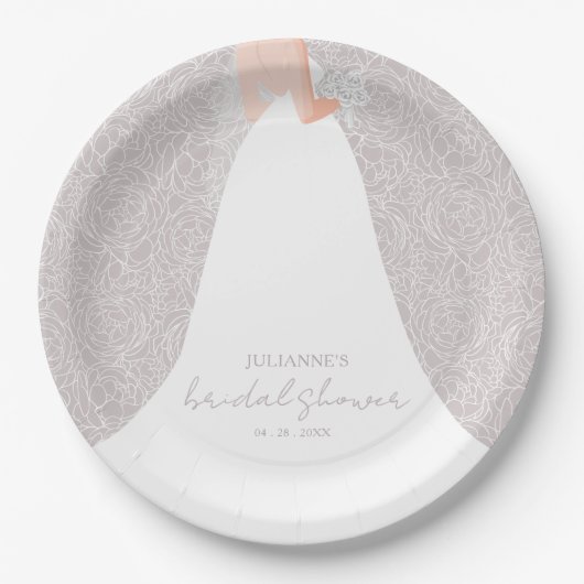 Elegant Bride Brautparty Pappteller (Vorderseite)