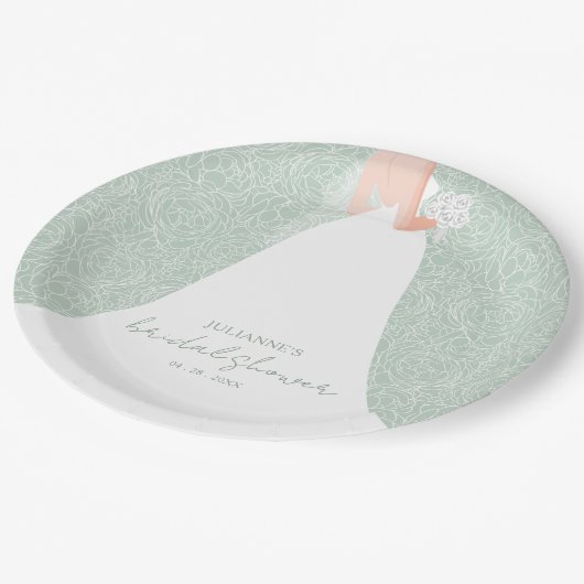 Elegant Bride Brautparty Pappteller (Schrägansicht)