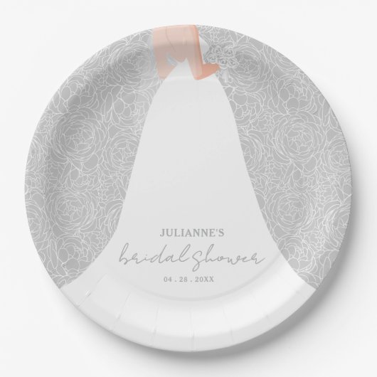Elegant Bride Brautparty Pappteller (Vorderseite)
