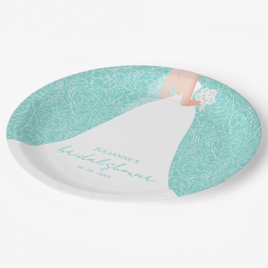 Elegant Bride Brautparty Pappteller (Schrägansicht)