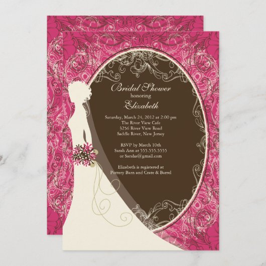 Elegant Bride Bridal Dusche Einladungen (Vorne/Hinten)