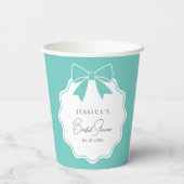 Elegant Bride & Co. Aquamarines Blue Bow-Brautpart Pappbecher (Rückseite)