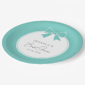 Elegant Bride & Co. Aquamarines Blue Bow-Brautpart Pappteller (Schrägansicht)