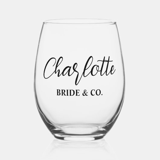 Elegant Bride & Co. Brautparty in Türkis Weinglas Ohne Stiel (Vorderseite)