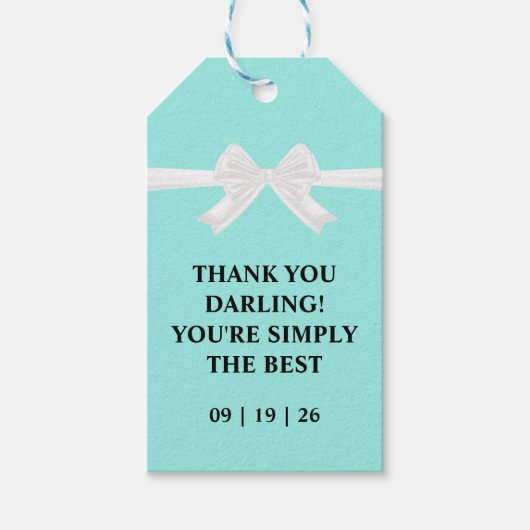 Elegant Bride & Co. Brautparty Teal Geschenkanhänger (Vorderseite)