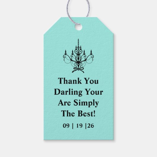 Elegant Bride & Co. Brautparty Teal Geschenkanhänger (Vorderseite)