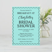 Elegant Bride & Co. Bridal Shower Teal Einladung (Stehend Vorderseite)