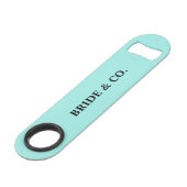 Elegant Bride & Co. Bridal Shower Teal Speed Flaschenöffner (Vorderseite Schrägansicht)