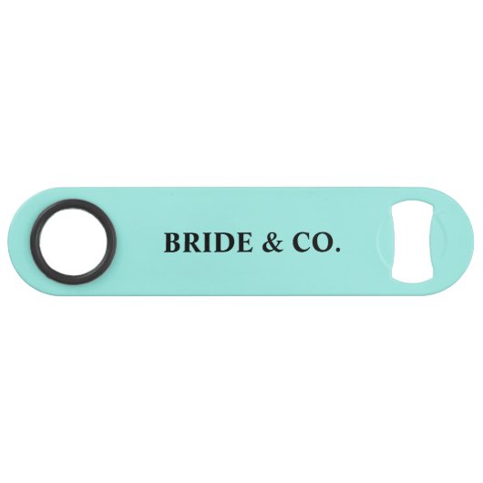 Elegant Bride & Co. Bridal Shower Teal Speed Flaschenöffner (Vorderseite (Horizontal))