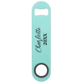 Elegant Bride & Co. Bridal Shower Teal Speed Flaschenöffner (Rückseite)