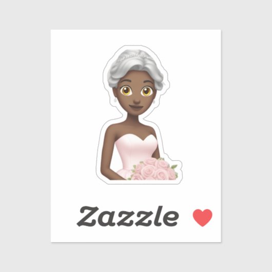 Elegant Bride Emoji mit rosa Gown Aufkleber (Blatt)