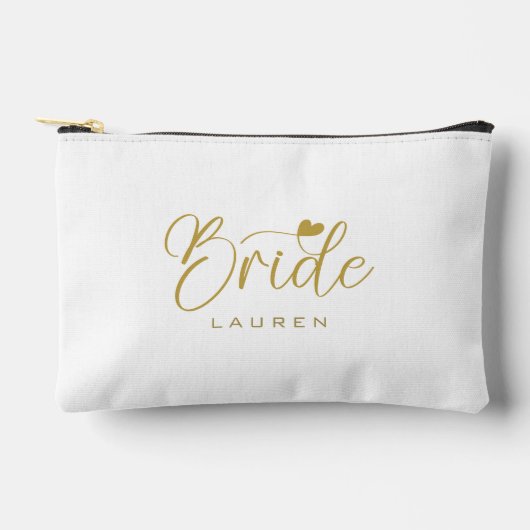 Elegant Bride Gold Script Name Cosmetic Geschenk Zubehörtasche (Vorderseite)