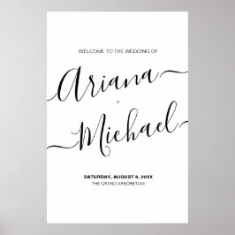 Elegant Bride Groom Names Script Custom Wedding Poster