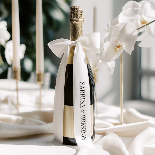 Elegant Bride & Groom Names Single Inscription Satinband