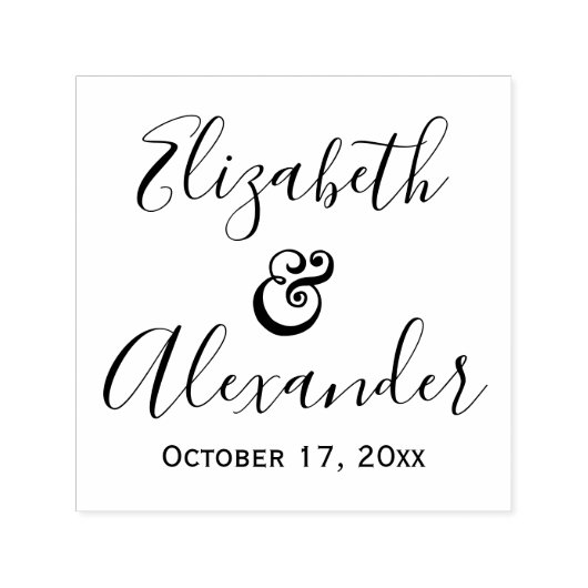 Elegant Bride Groom Names Wedding Calligraphy Permastempel (Design)