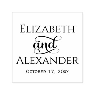 Elegant Bride Groom Names Wedding Typografy #3 Permastempel