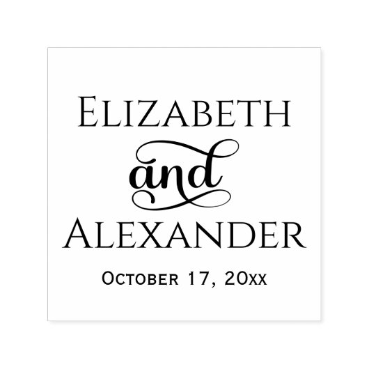 Elegant Bride Groom Names Wedding Typografy #3 Permastempel (Design)