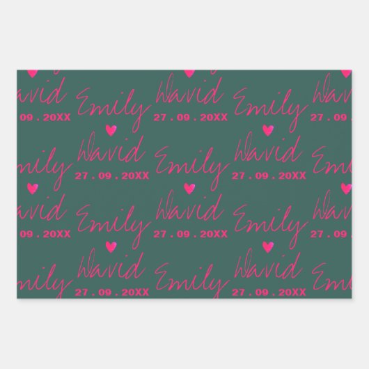 Elegant Bride Names Wedding Geschenkpapier Set (Vorderseite 2)