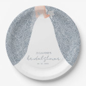 Elegant Bride on Dusty Blue Brautparty Pappteller (Vorderseite)