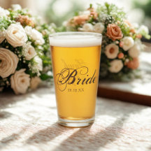 Elegant Bride Script Personalisiert Wedding Glass