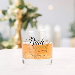 Elegant Bride Squad fügen Namen Wedding hinzu Whiskyglas