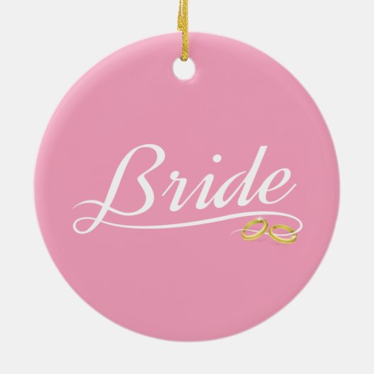 Elegant Bride Wedding Calligraphy Keramik Ornament (Hinten)
