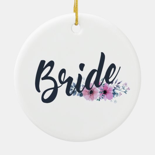 Elegant Bride Wedding Calligraphy Keramik Ornament (Hinten)