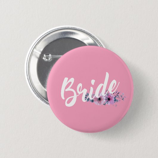Elegant Bride Wedding Calligraphy | Schaltfläche B Button (Vorne & Hinten)