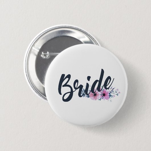 Elegant Bride Wedding Calligraphy | Schaltfläche B Button (Vorne & Hinten)