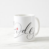 Elegant Bride Wrap Calligraphy Script Red Heart Kaffeetasse (VorderseiteRechts)