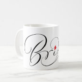 Elegant Bride Wrap Calligraphy Script Red Heart Kaffeetasse (Vorderseite Links)