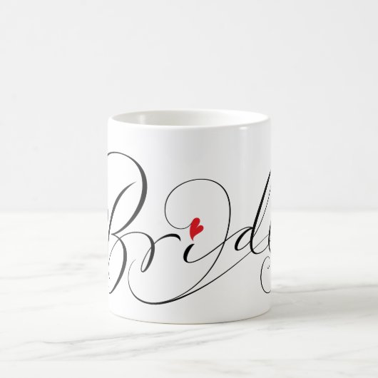 Elegant Bride Wrap Calligraphy Script Red Heart Kaffeetasse (Mittel)