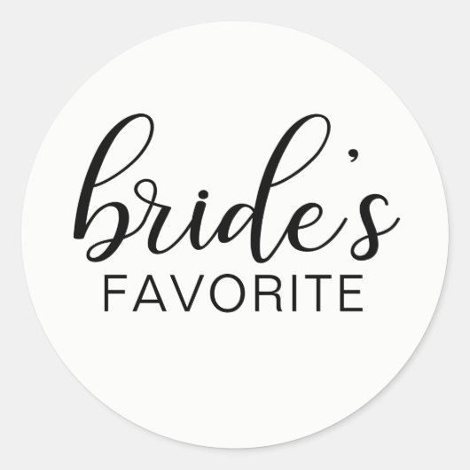 Elegant BRIDE's LIEBLINGSGünstler für Hochzeiten Runder Aufkleber (Vorderseite)