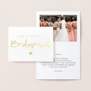 Elegant Bridesmaid Vielen Dank Foto Gold Folienkarte